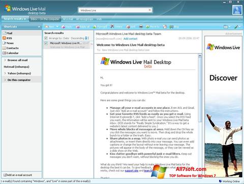 Снимка на екрана Windows Live Mail за Windows 7