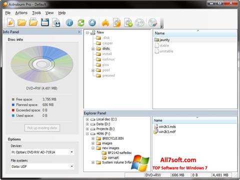 Снимка на екрана Astroburn Lite за Windows 7