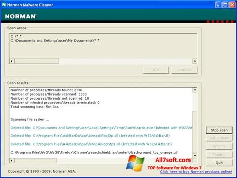 Снимка на екрана Norman Malware Cleaner за Windows 7