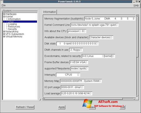 Снимка на екрана PowerTweak за Windows 7