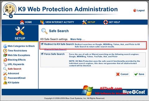 Снимка на екрана K9 Web Protection за Windows 7