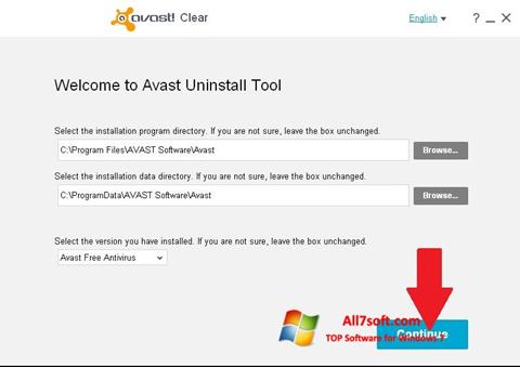 Снимка на екрана Avast Uninstall Utility за Windows 7