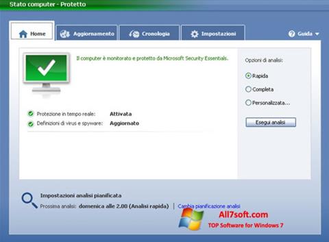 Снимка на екрана Microsoft Security Essentials за Windows 7