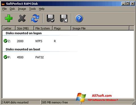 Снимка на екрана SoftPerfect RAM Disk за Windows 7