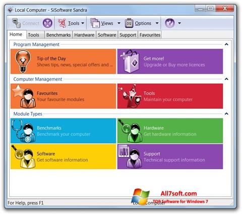 Снимка на екрана SiSoftware Sandra за Windows 7