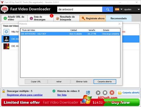 Снимка на екрана Fast Video Downloader за Windows 7