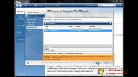 Снимка на екрана Seagate DiscWizard за Windows 7