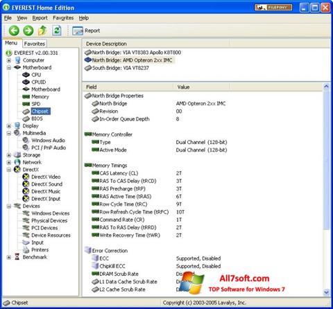 Снимка на екрана EVEREST Home Edition за Windows 7