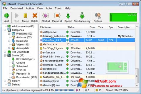 Снимка на екрана Internet Download Accelerator за Windows 7