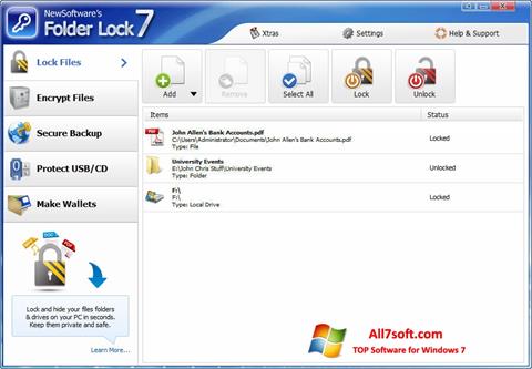Снимка на екрана Folder Lock за Windows 7