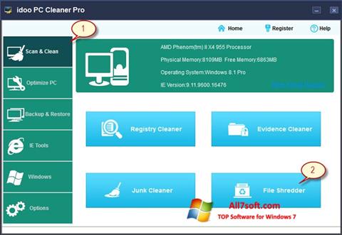 Снимка на екрана PC Cleaner за Windows 7
