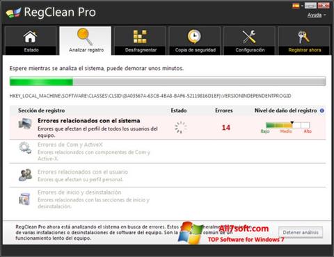 Снимка на екрана RegClean Pro за Windows 7