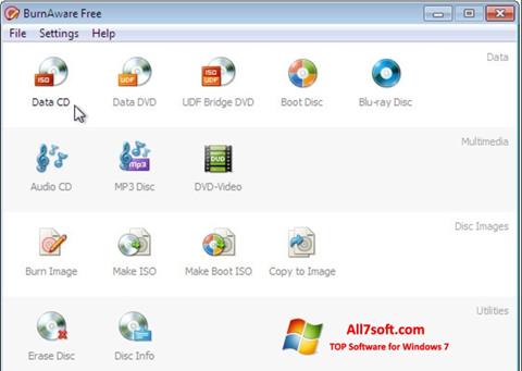 Снимка на екрана BurnAware Free за Windows 7