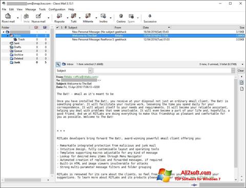 Снимка на екрана Claws Mail за Windows 7