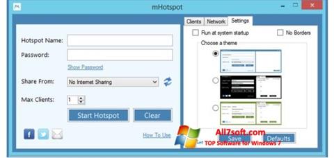 Снимка на екрана mHotspot за Windows 7