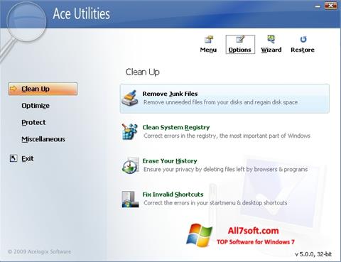 Снимка на екрана Ace Utilities за Windows 7