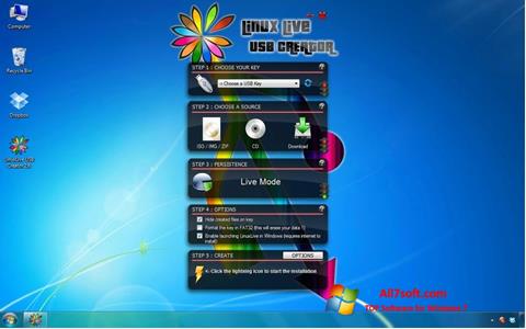 Снимка на екрана LinuxLive USB Creator за Windows 7