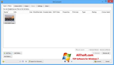 Снимка на екрана XnConvert за Windows 7