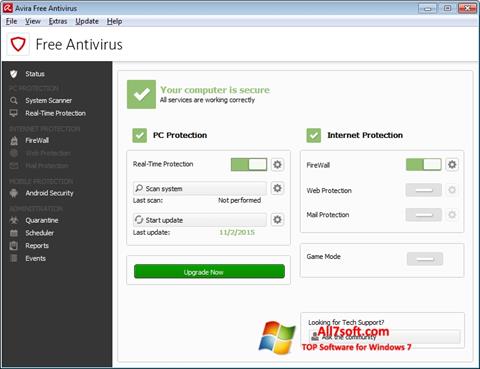 Снимка на екрана Avira Free Antivirus за Windows 7