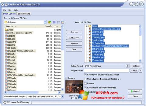Снимка на екрана FastStone Photo Resizer за Windows 7