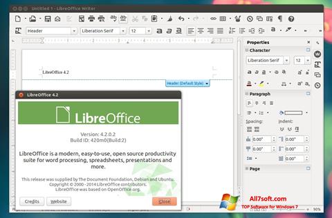 Снимка на екрана LibreOffice за Windows 7