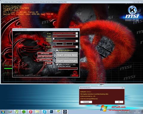 Снимка на екрана MSI Kombustor за Windows 7