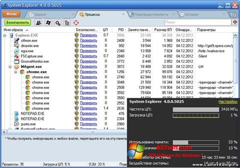 Снимка на екрана System Explorer за Windows 7