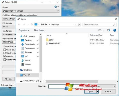 Снимка на екрана Rufus за Windows 7