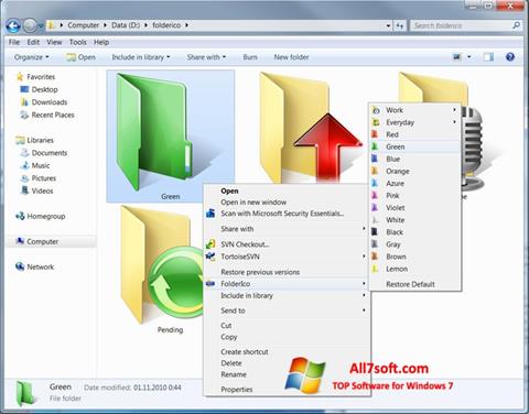 Снимка на екрана FolderIco за Windows 7