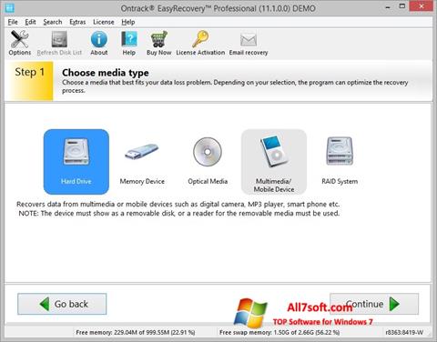 Снимка на екрана EasyRecovery Professional за Windows 7