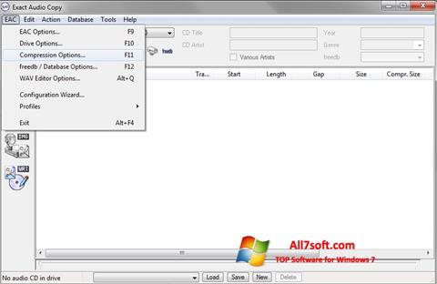 Снимка на екрана Exact Audio Copy за Windows 7