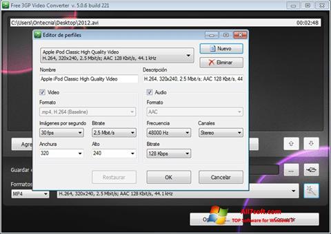 Снимка на екрана Free MP4 Video Converter за Windows 7
