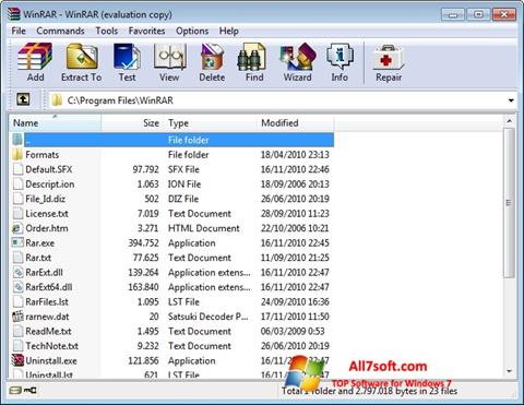 Снимка на екрана WinRAR за Windows 7