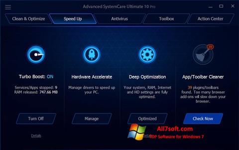 Снимка на екрана Advanced SystemCare Ultimate за Windows 7