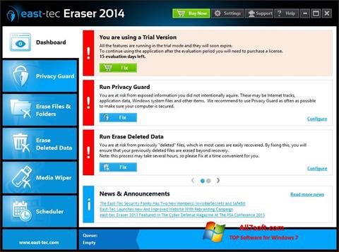 Снимка на екрана East Tec Eraser за Windows 7