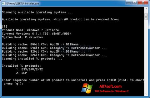 Снимка на екрана ESET Uninstaller за Windows 7
