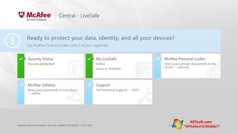 Снимка на екрана McAfee LiveSafe за Windows 7