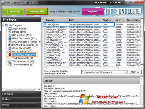 Снимка на екрана NTFS Undelete за Windows 7