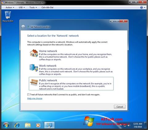 Снимка на екрана Windows Virtual PC за Windows 7
