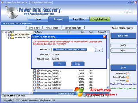 Снимка на екрана Power Data Recovery за Windows 7