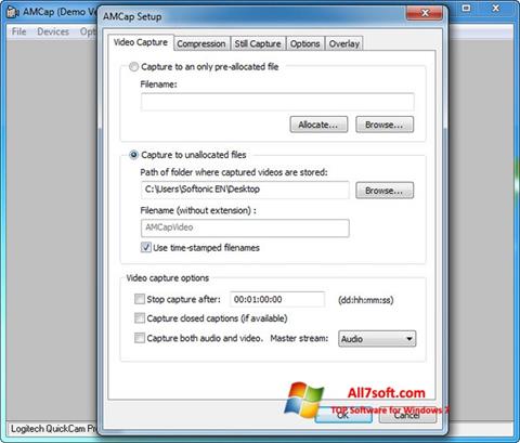 Снимка на екрана AMCap за Windows 7