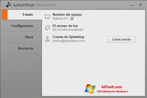 Снимка на екрана Splashtop Streamer за Windows 7