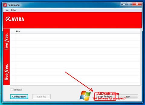 Снимка на екрана Avira Registry Cleaner за Windows 7