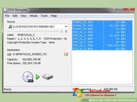 Снимка на екрана DVD Decrypter за Windows 7