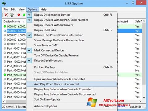 Снимка на екрана USBDeview за Windows 7