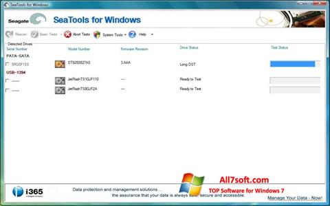 Снимка на екрана Seagate SeaTools за Windows 7
