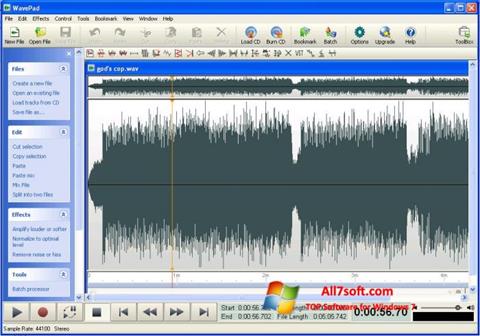 Снимка на екрана WavePad Sound Editor за Windows 7