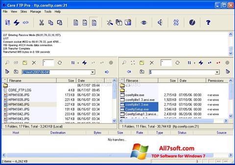 Снимка на екрана Core FTP за Windows 7