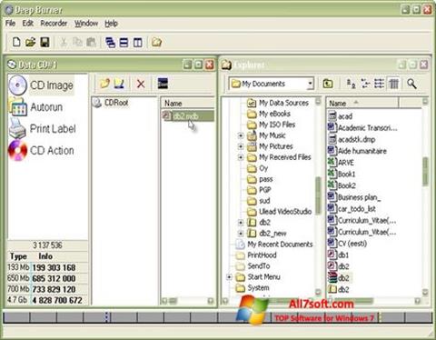 Снимка на екрана DeepBurner за Windows 7