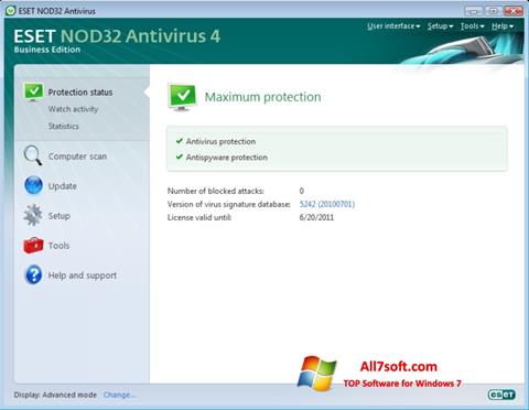 Снимка на екрана ESET NOD32 за Windows 7